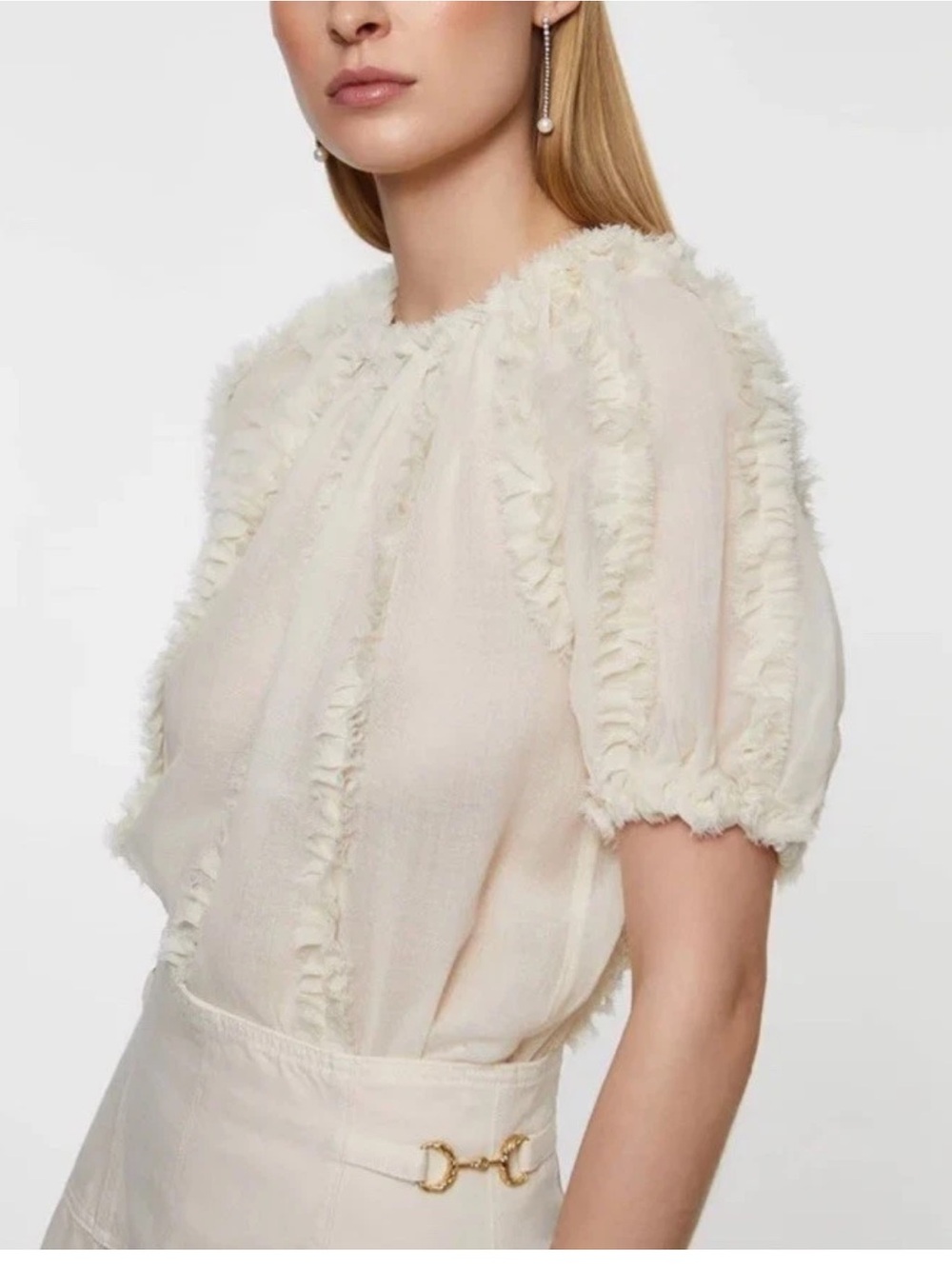 ULLA JOHNSON GRACELLE TOP / COWRIE Cream Size 4 - Picture 4 of 12